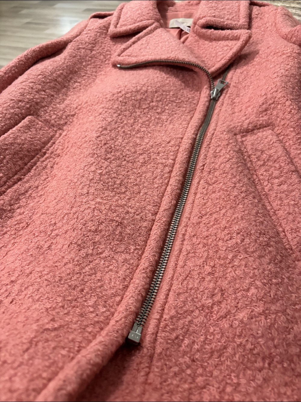Loft Textured Wool Blend Moto Pea Coat Sutton Pink Size S NWT - Picture 15 of 16